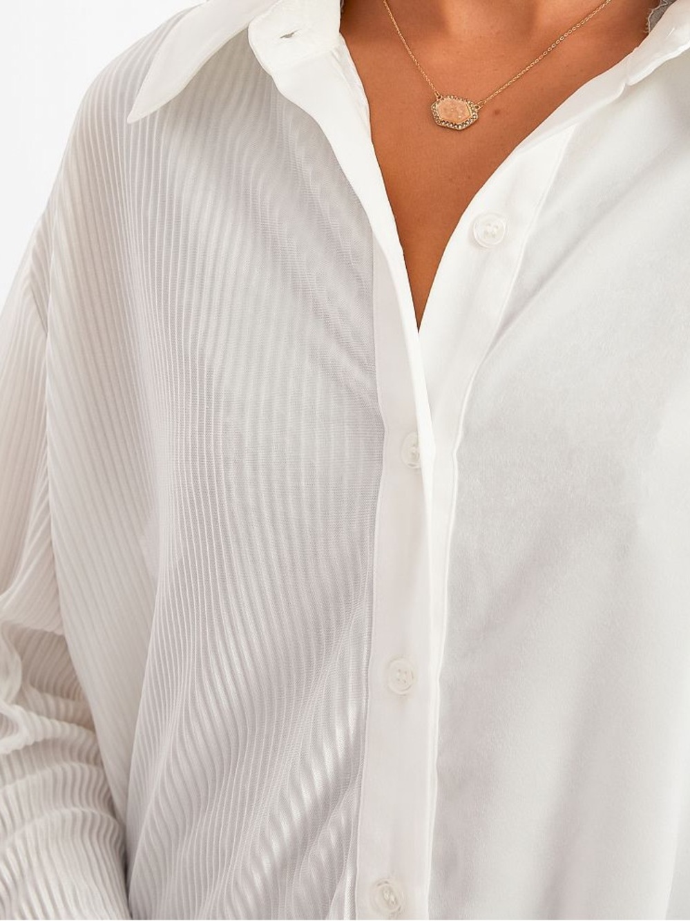 Daytrip White Semi-Sheer Button Down Shirt